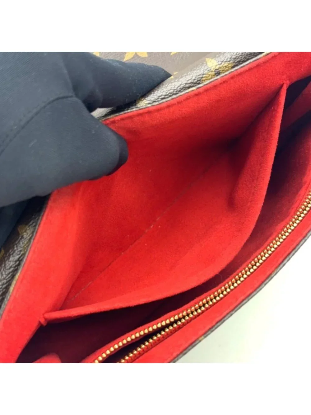 Louis Vuitton Monogram Sunplaseed Leather Brown Red Shoulder Bag Gold